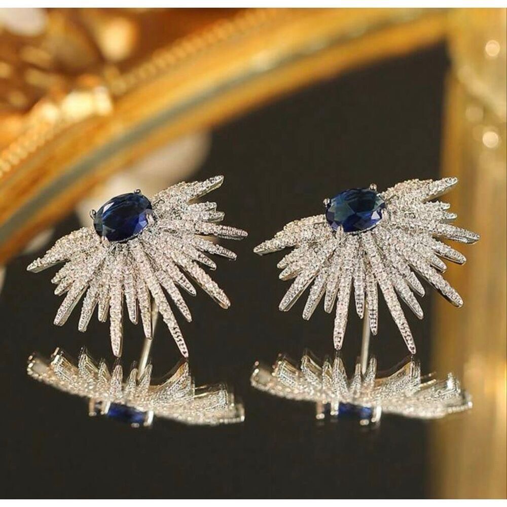 Sapphire Starburst Earrings - Picture 4 of 7